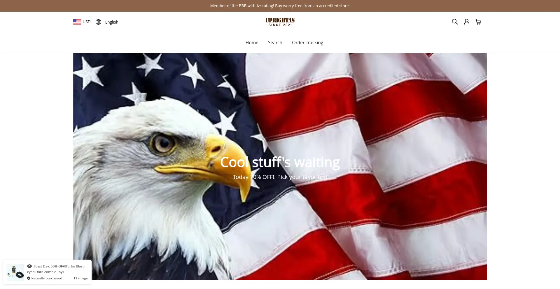 Website screenshot of Uprightas.com