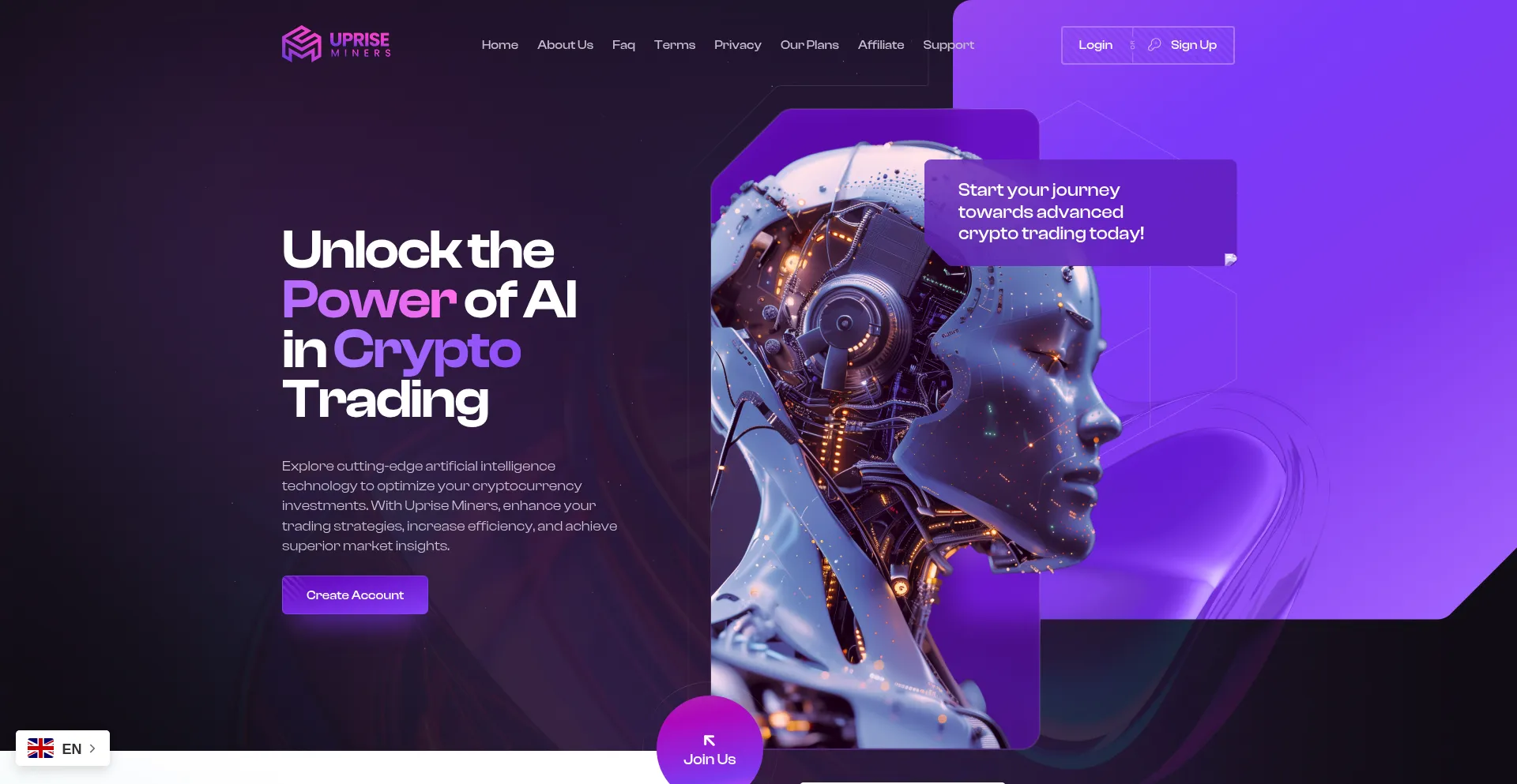 Website screenshot of Upriseminers.com