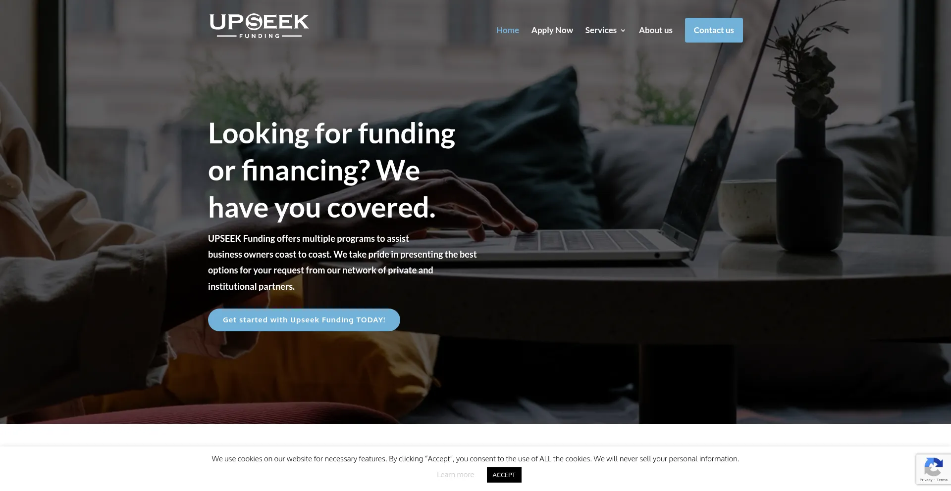 Website screenshot of Upseekfunding.com