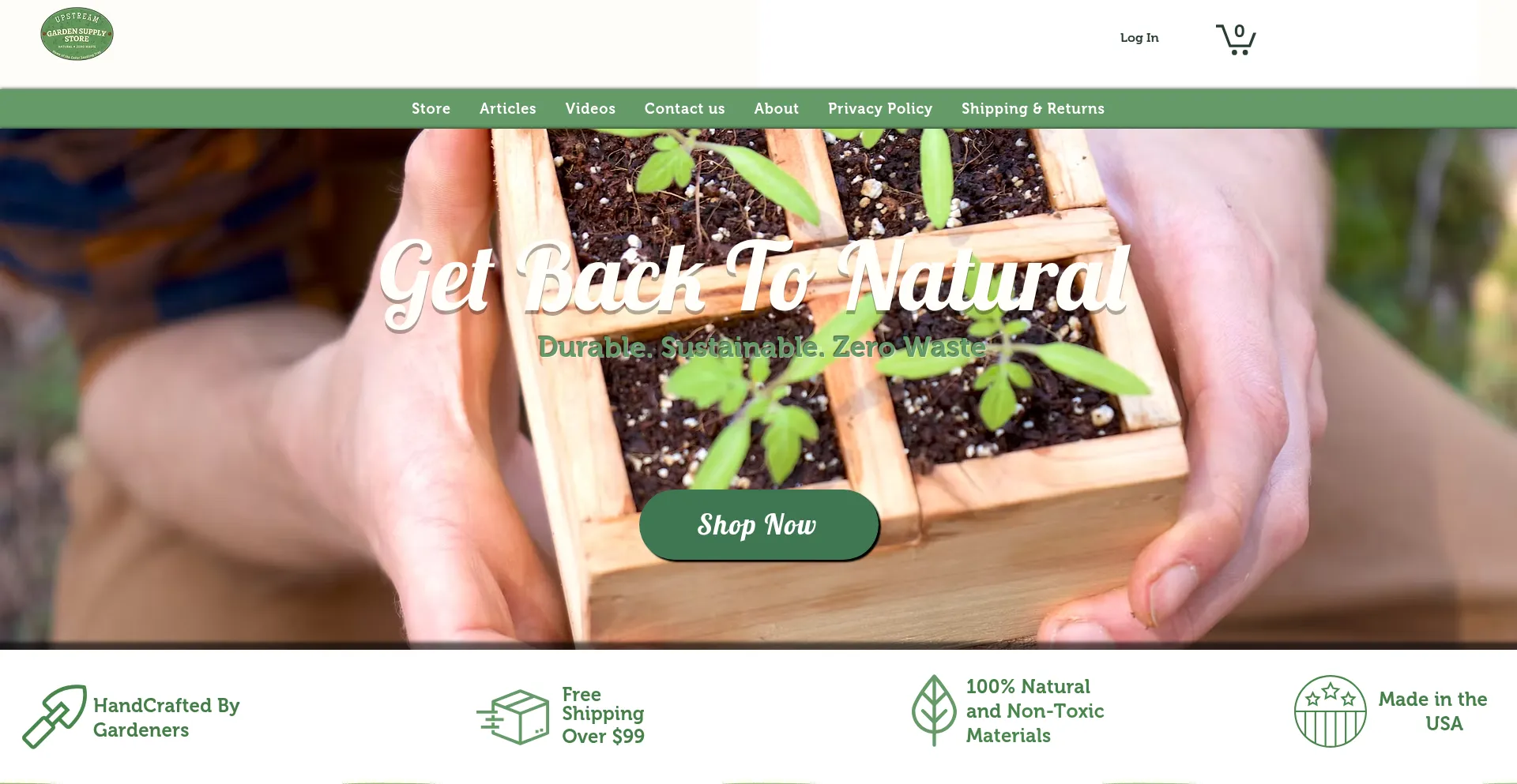 Website screenshot of Upstreamgardensupply.com