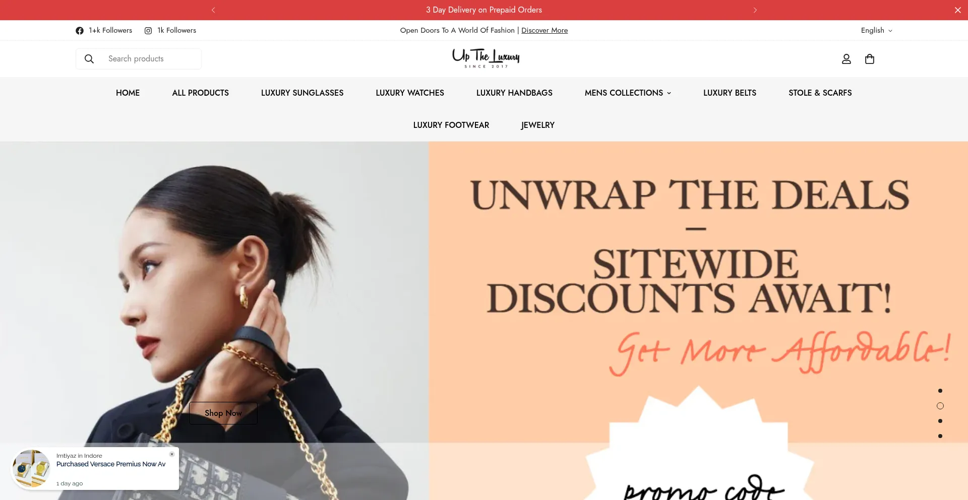Website screenshot of Uptheluxury.com