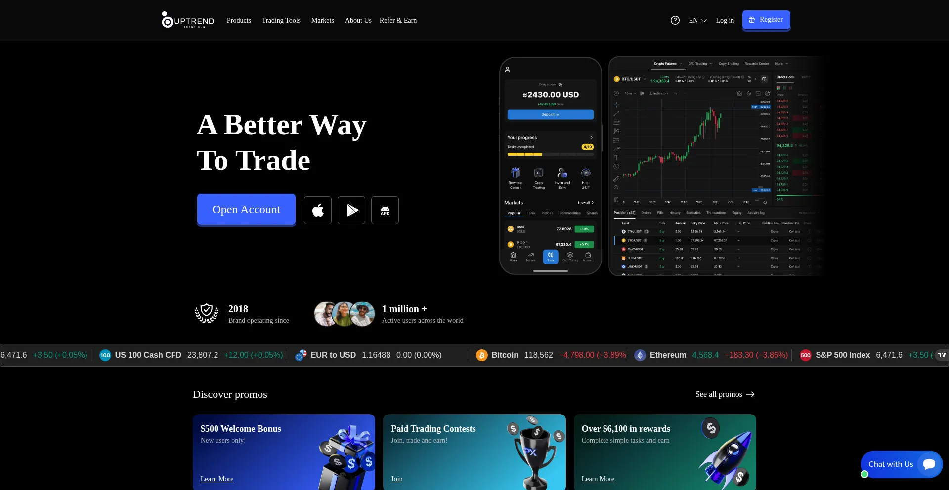Website screenshot of Uptrendtradehub.com