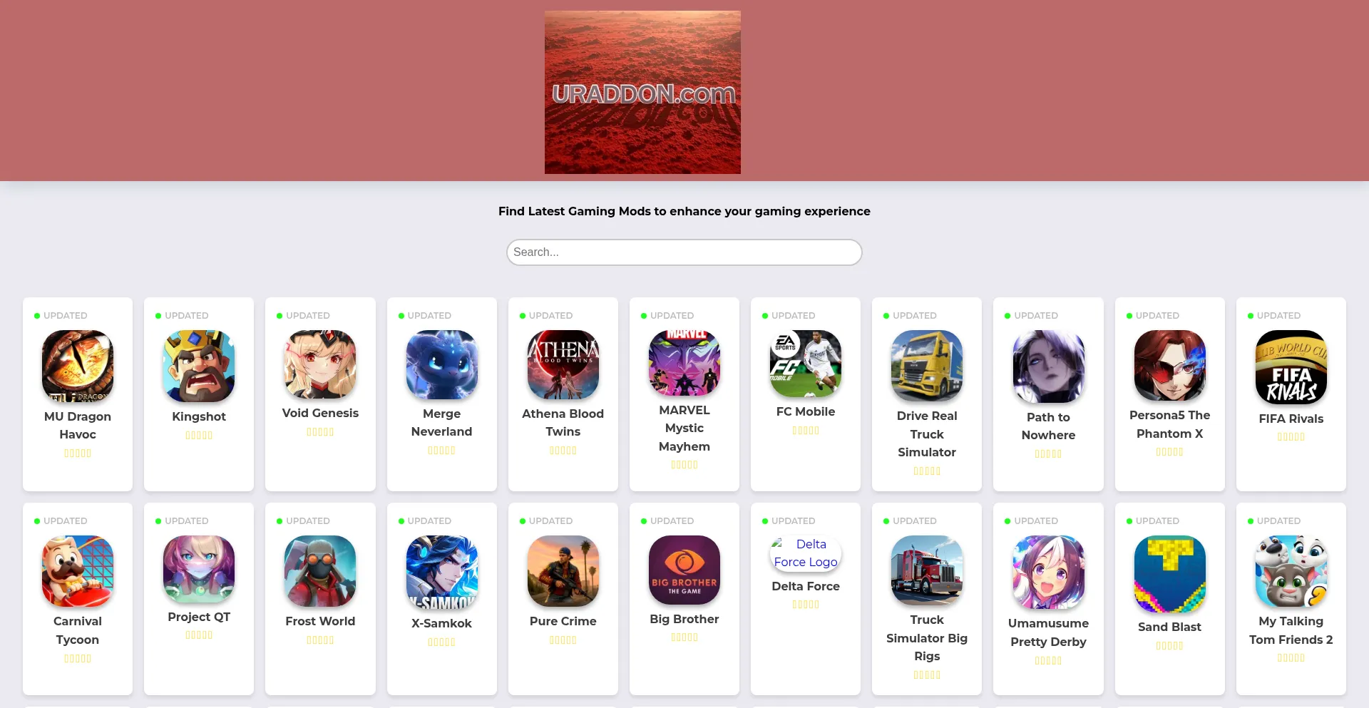Website screenshot of Uraddon.com