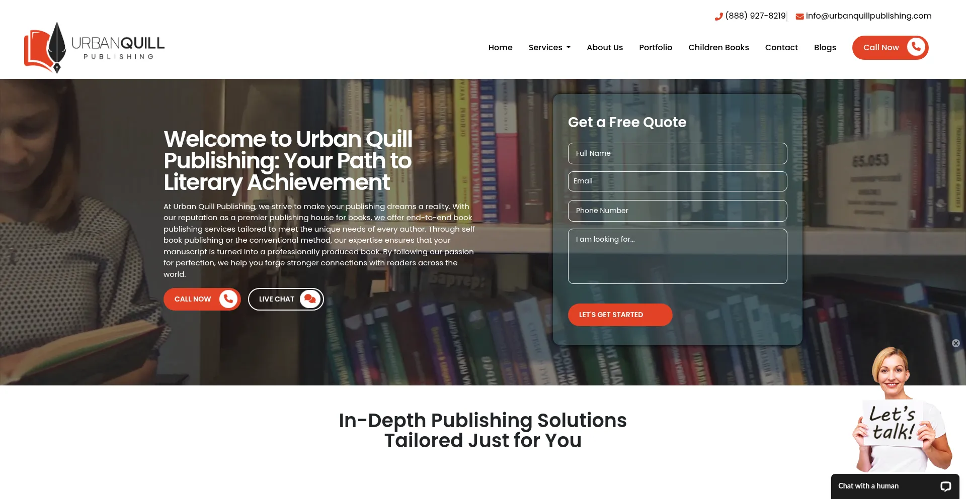 Website screenshot of Urbanquillpublishing.com