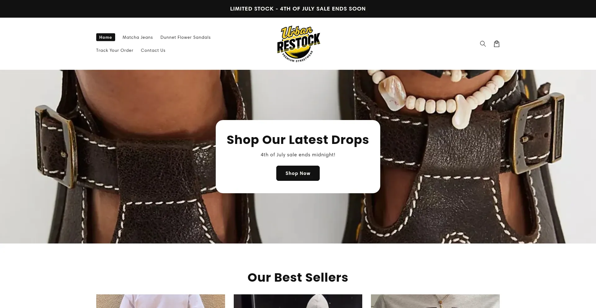 Website screenshot of Urbanrestock.com