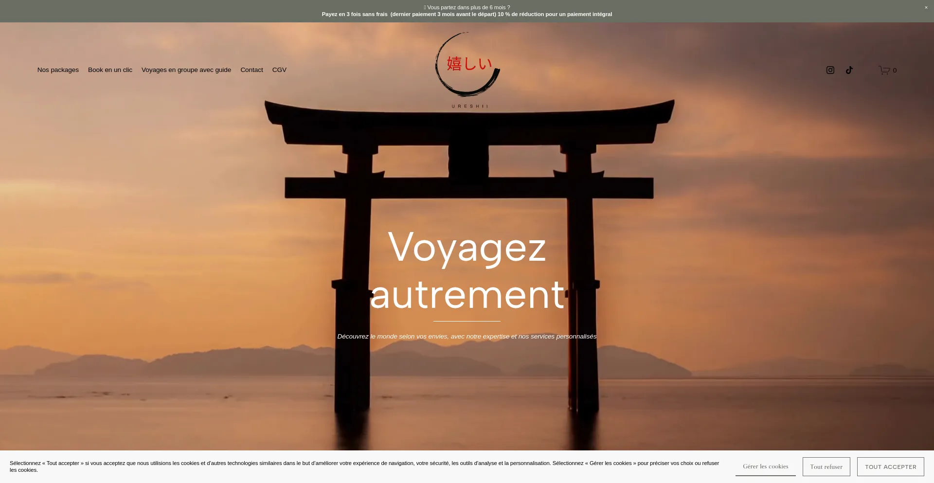 Website screenshot of Ureshiivoyage.com