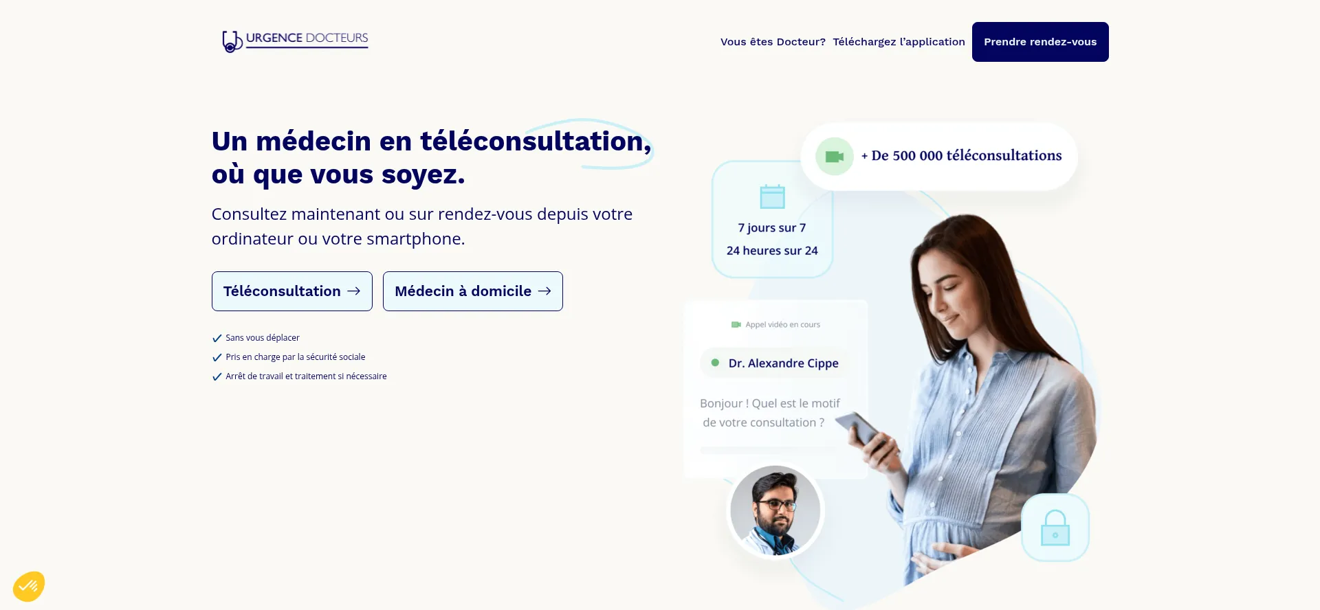 Website screenshot of Urgencedocteurs.com