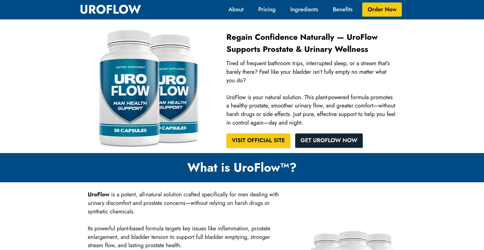 Website screenshot of Uryflow.com