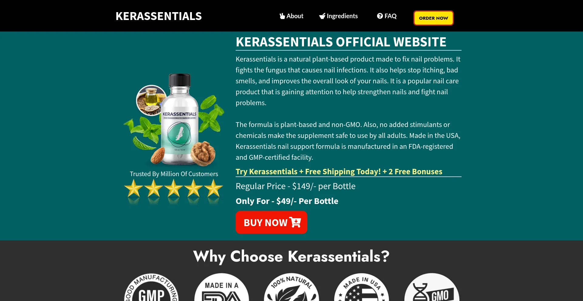 Website screenshot of Us-en--kerassentials.us
