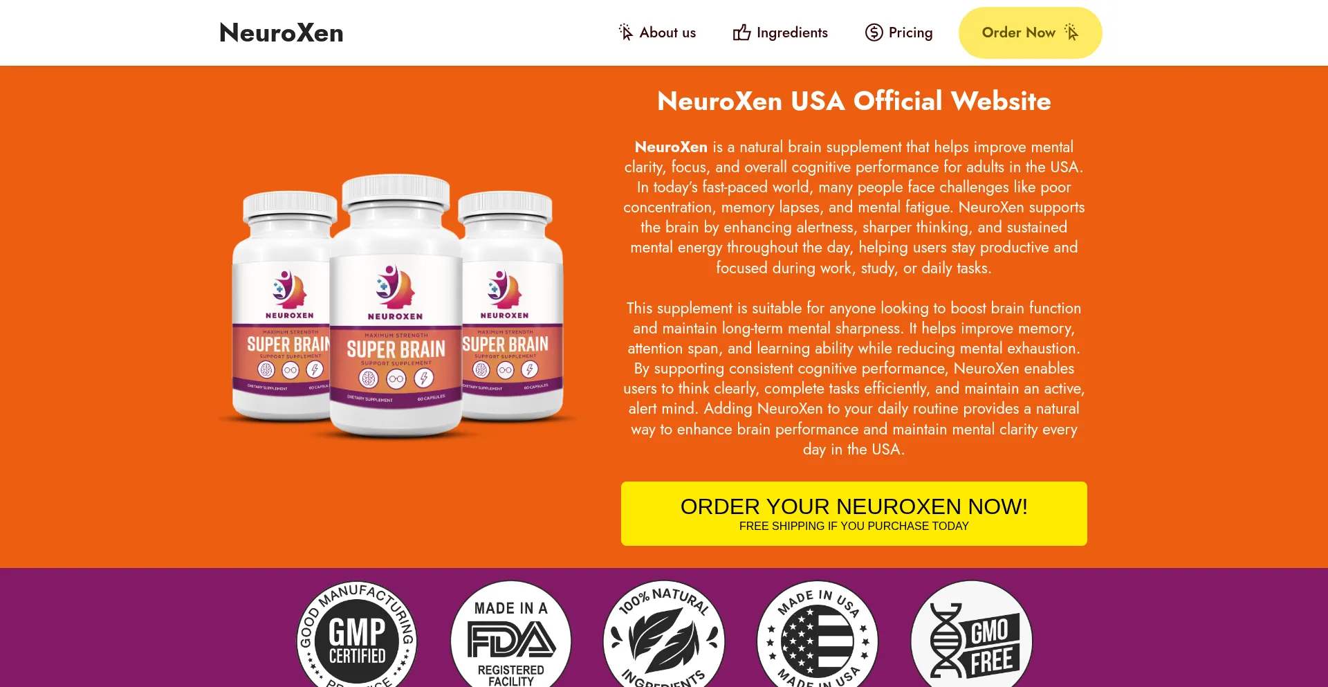 Website screenshot of Us-neuroxen.us