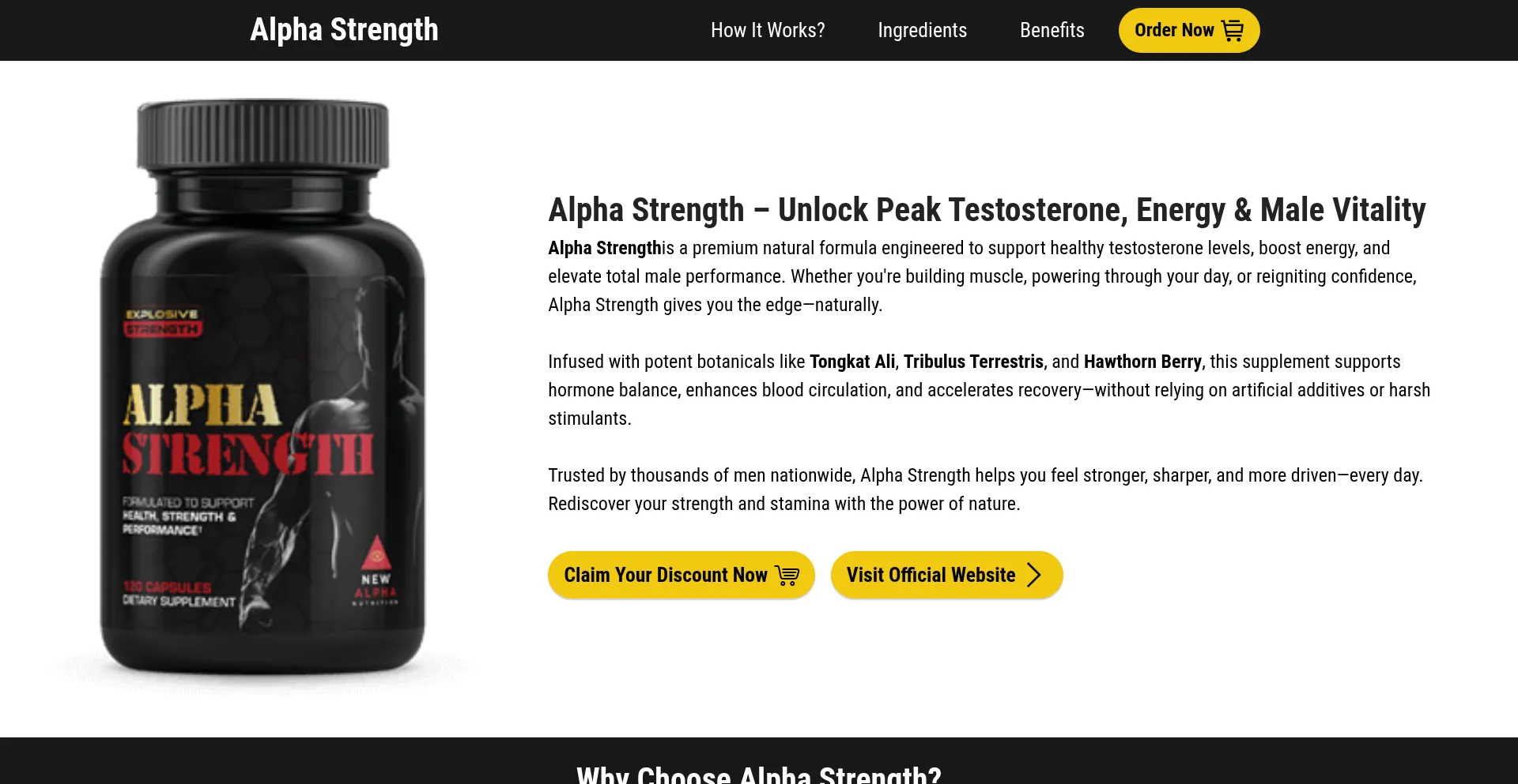 Website screenshot of Usa-alphastrength.com