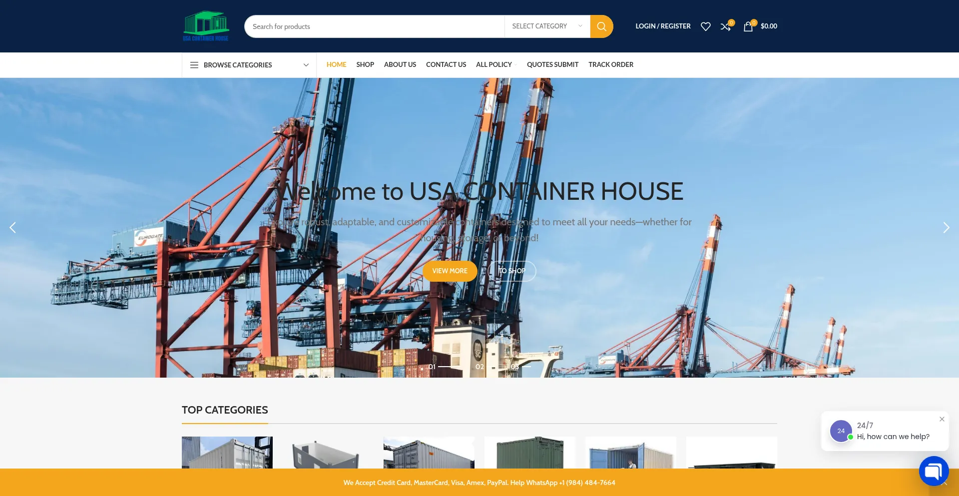 Website screenshot of Usa-containerhouse.store