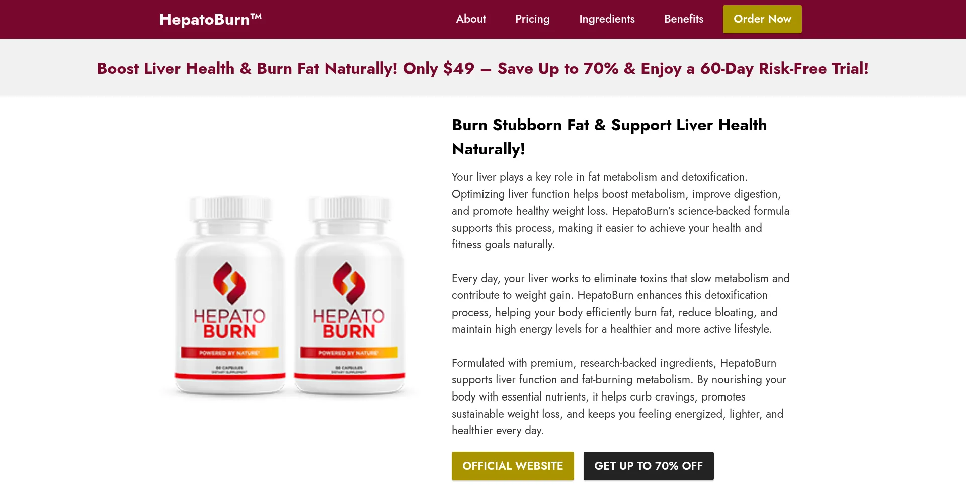Website screenshot of Usa-hepato-burn.com