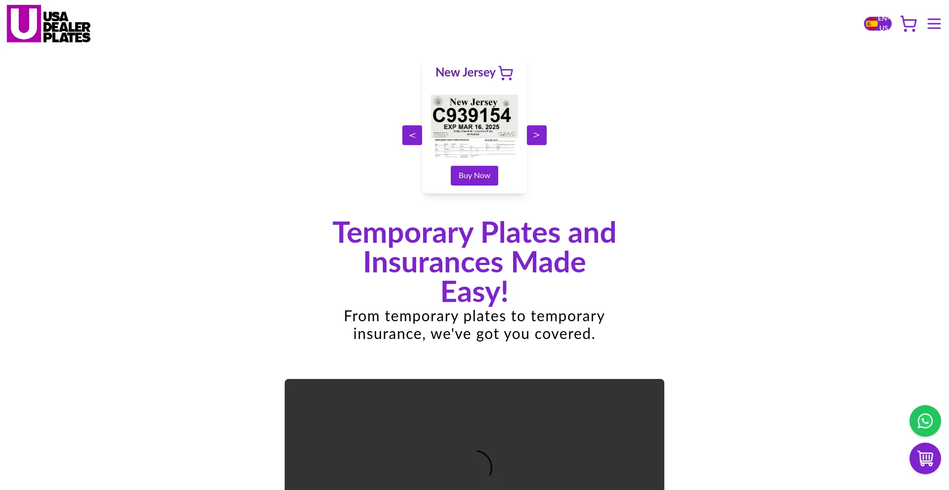 Website screenshot of Usadealerplates.us