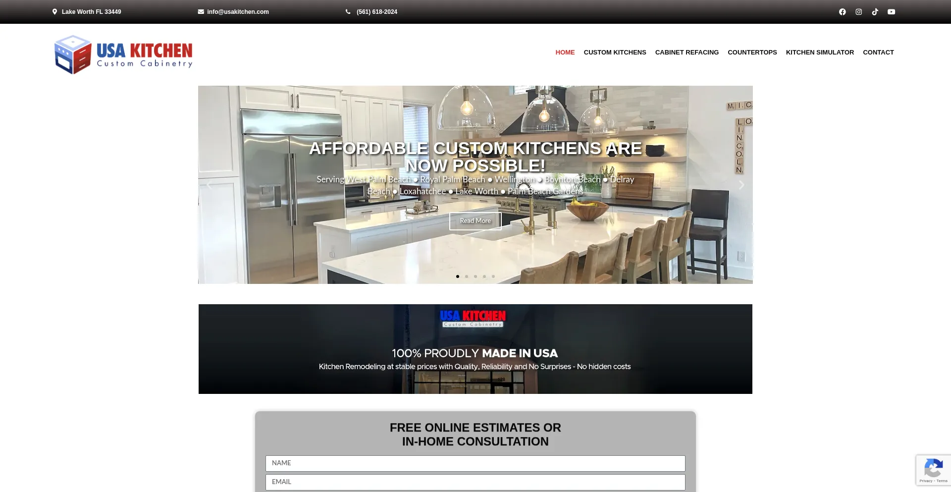 Website screenshot of Usakitchen.com