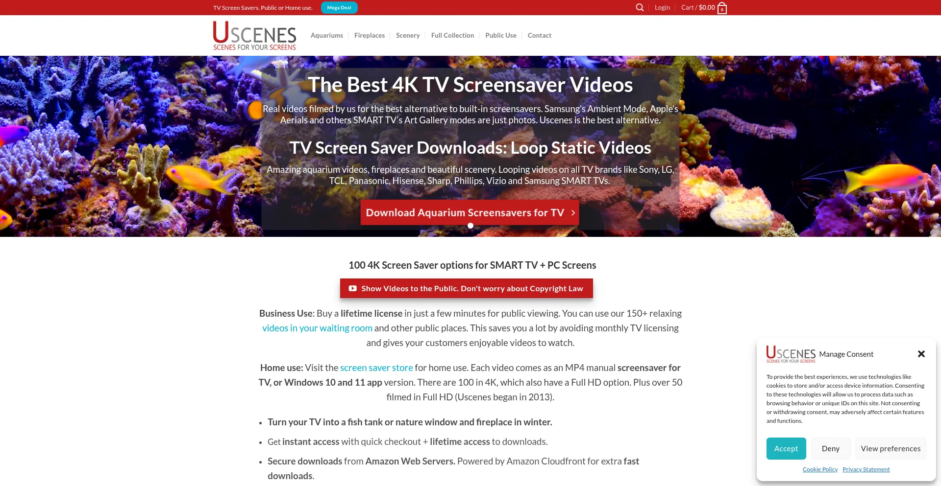 Website screenshot of Uscenes.com