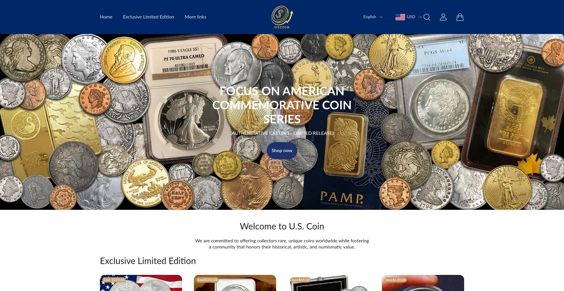 Website screenshot of Uscoin.online