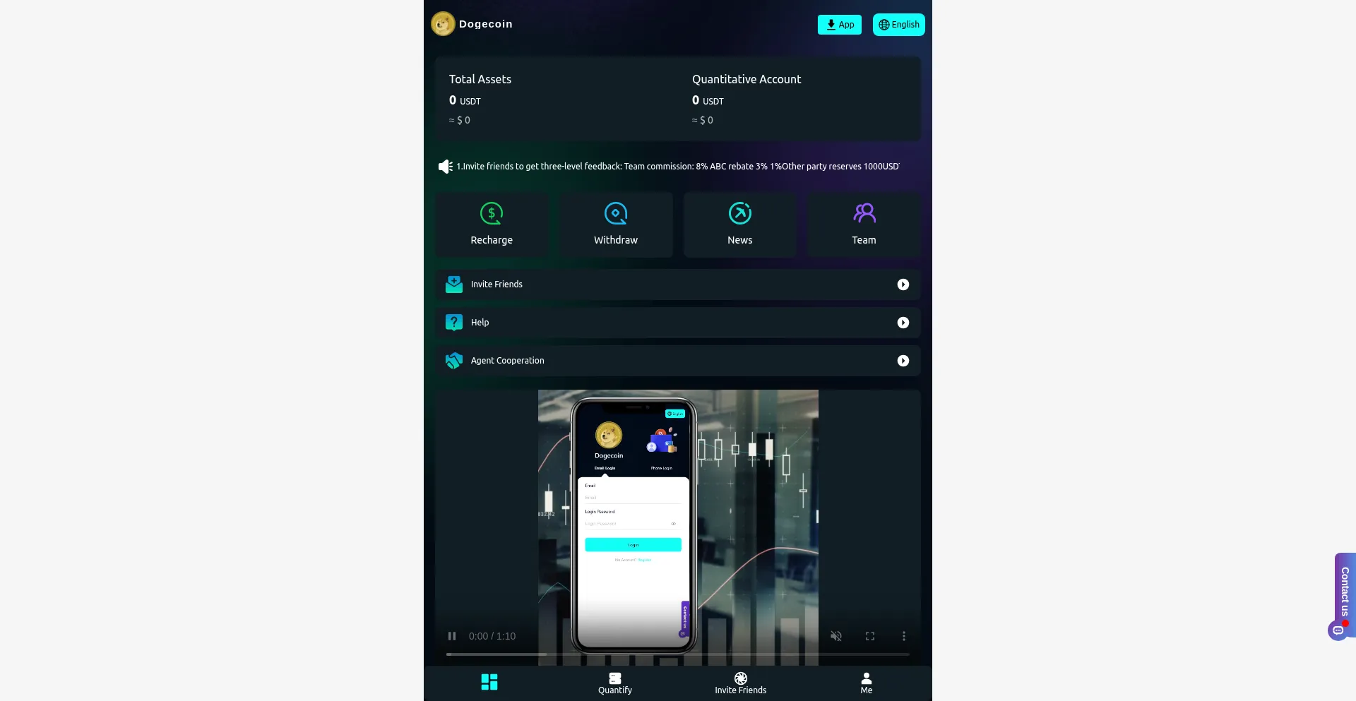 Website screenshot of Usdt-dogecoin.vip