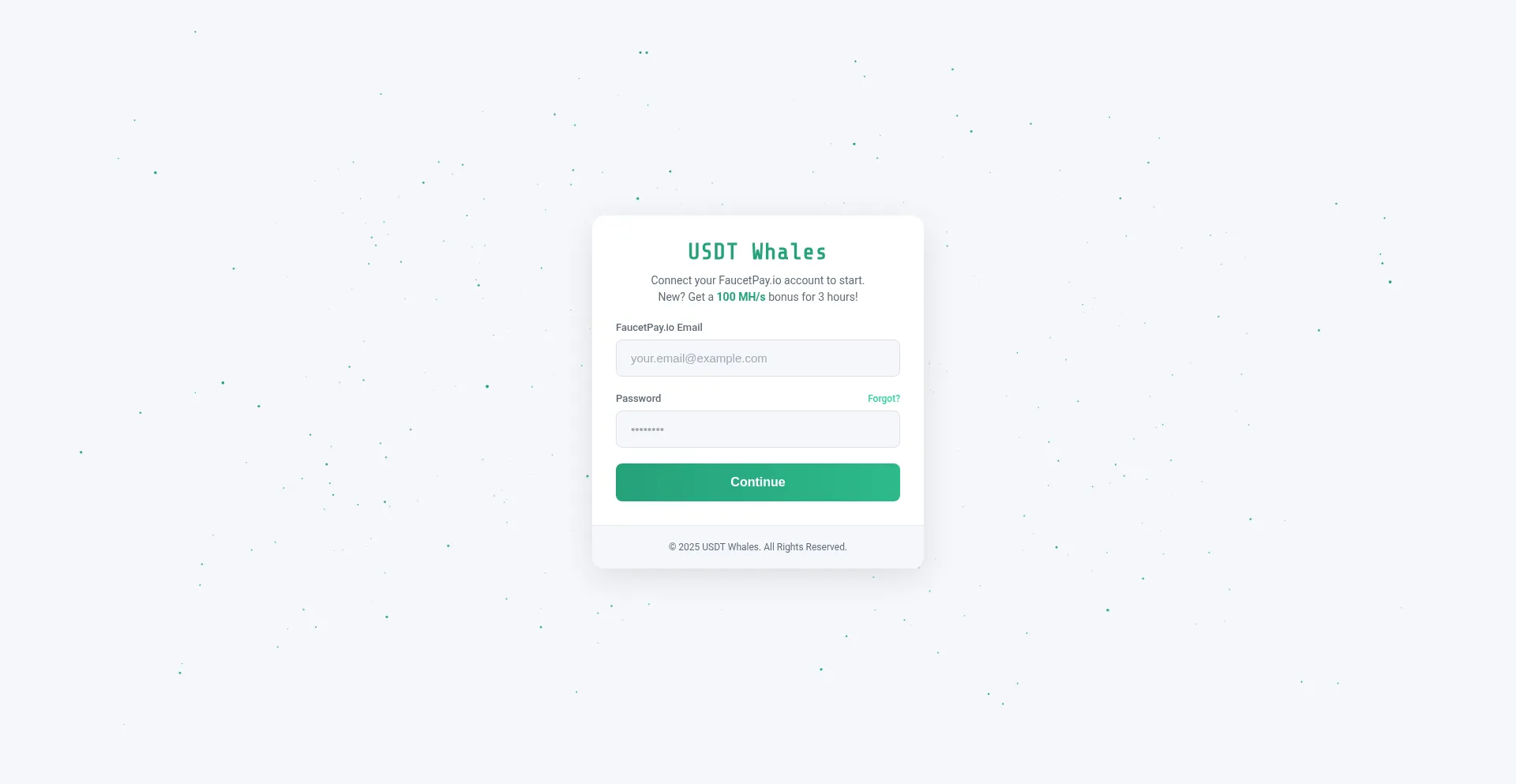 Website screenshot of Usdt-whales.business