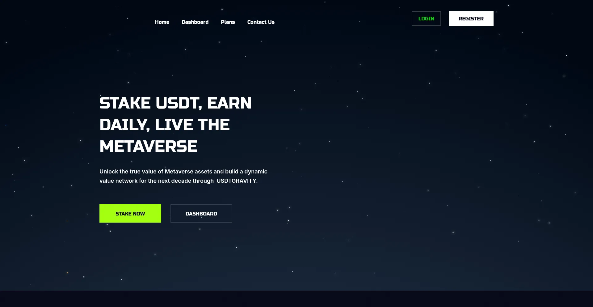 Website screenshot of Usdtgravity.com