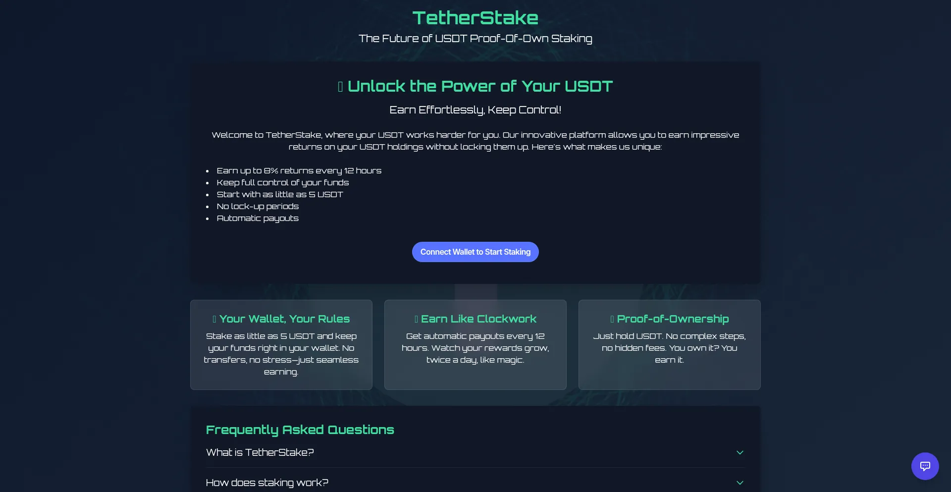 Website screenshot of Usdtstake.pages.dev