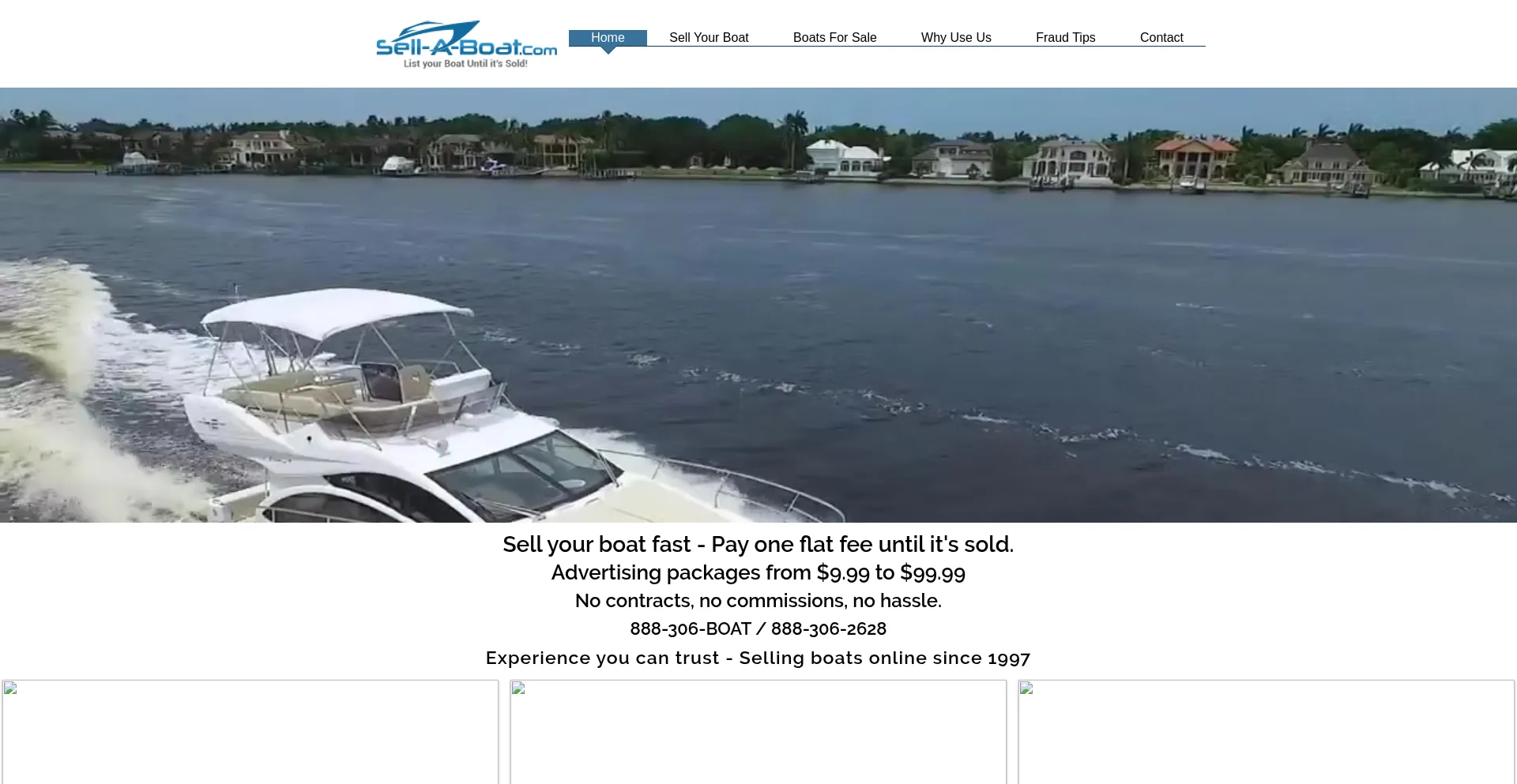 Website screenshot of Usedboatsforsale.com