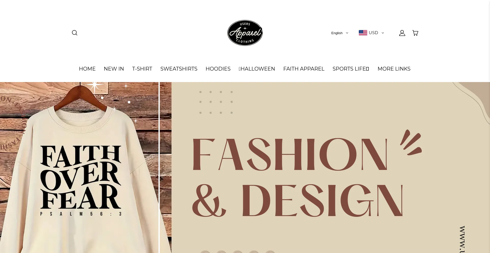 Website screenshot of Usersclothing.com