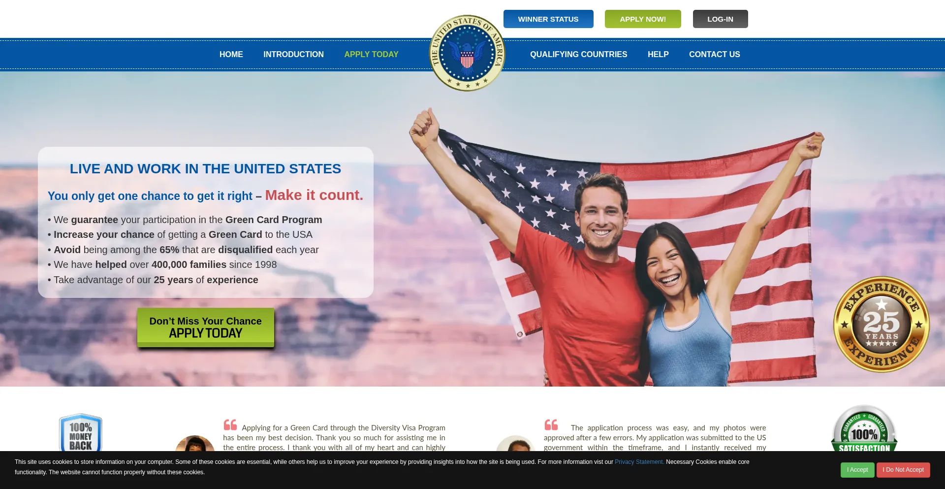Website screenshot of Usgreencardoffice.com