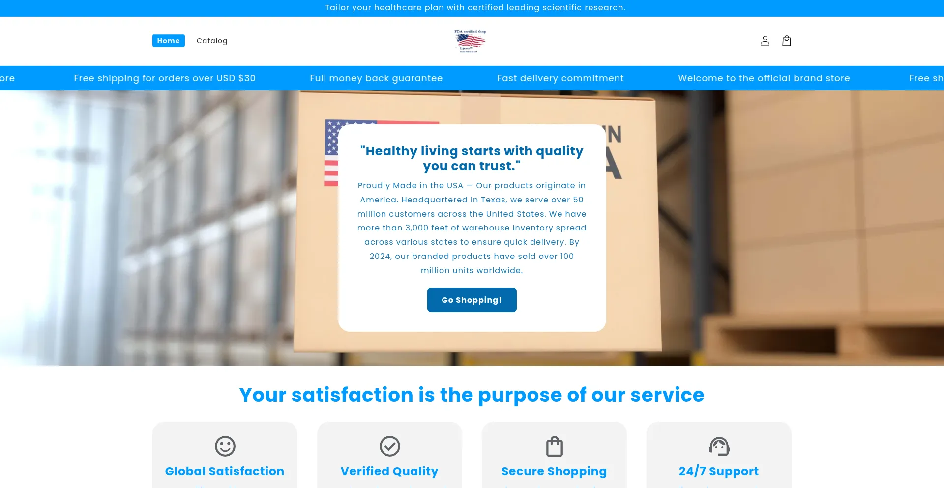 Website screenshot of Ushealthdrug.com