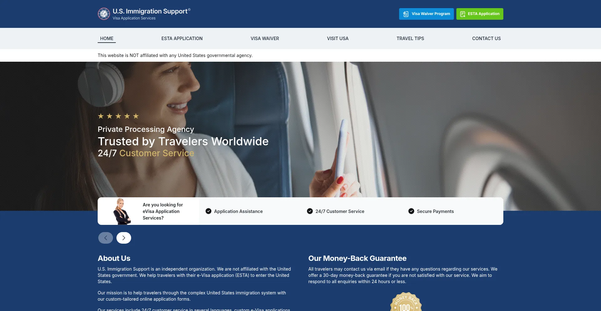 Website screenshot of Usimmigrationsupport.com