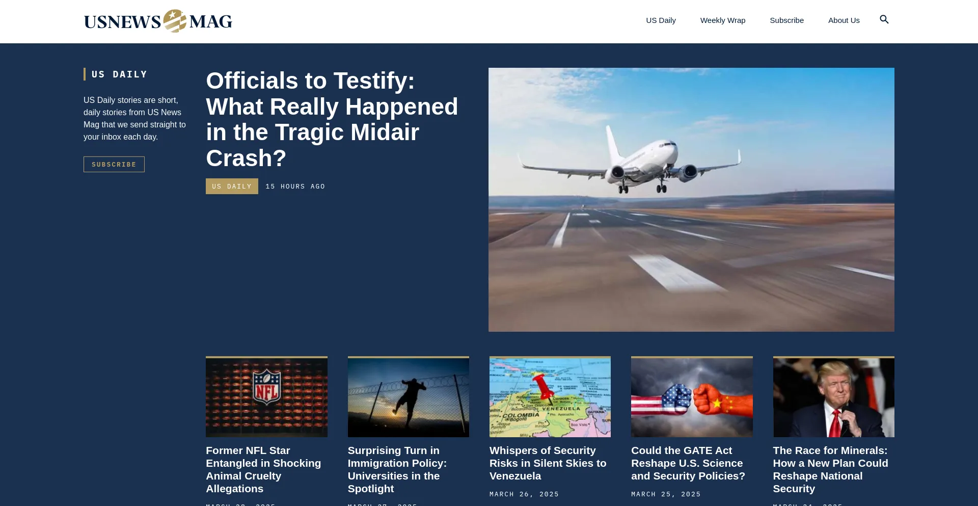 Website screenshot of Usnewsmag.com