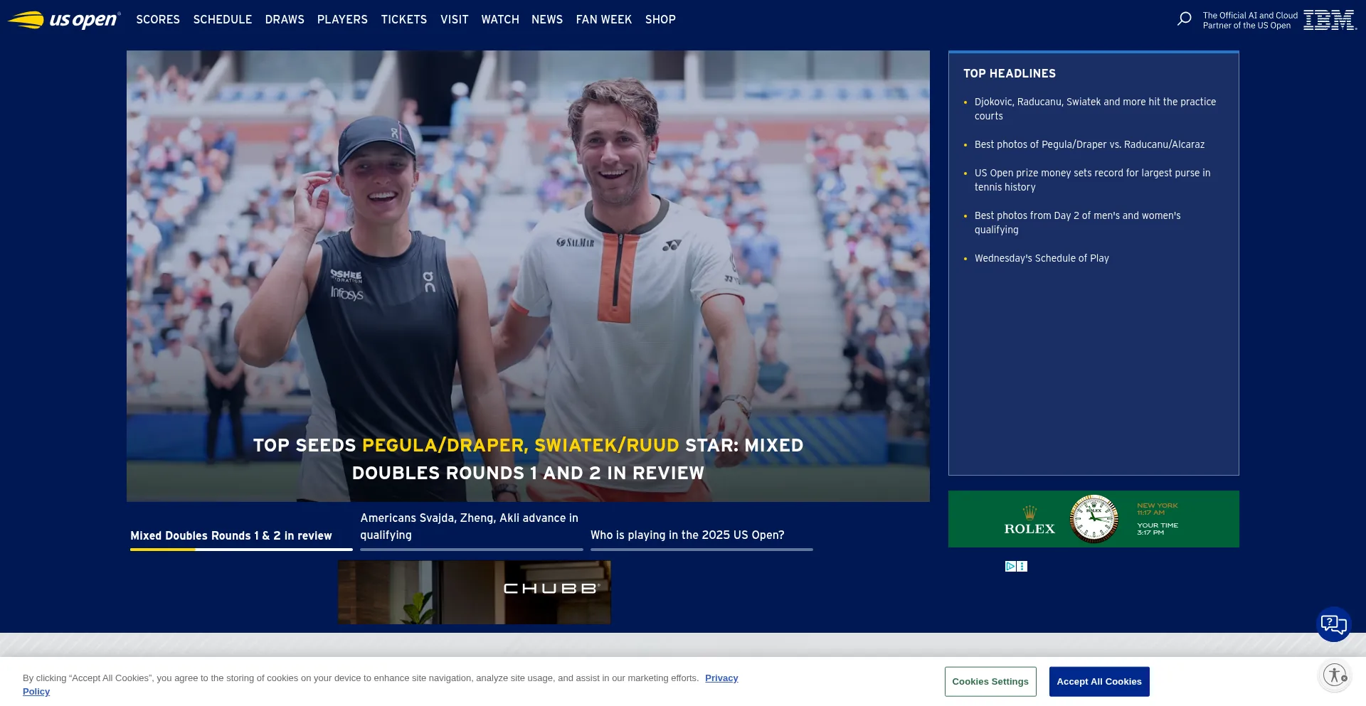 Website screenshot of Usopen.org