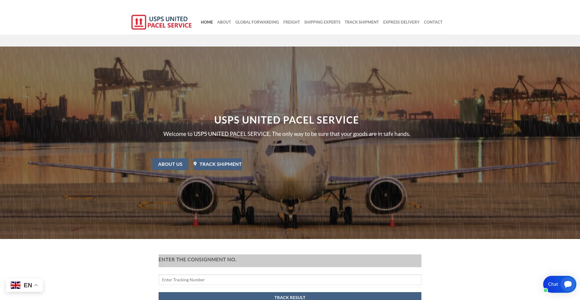 Website screenshot of Uspsunitedpacelservice.com