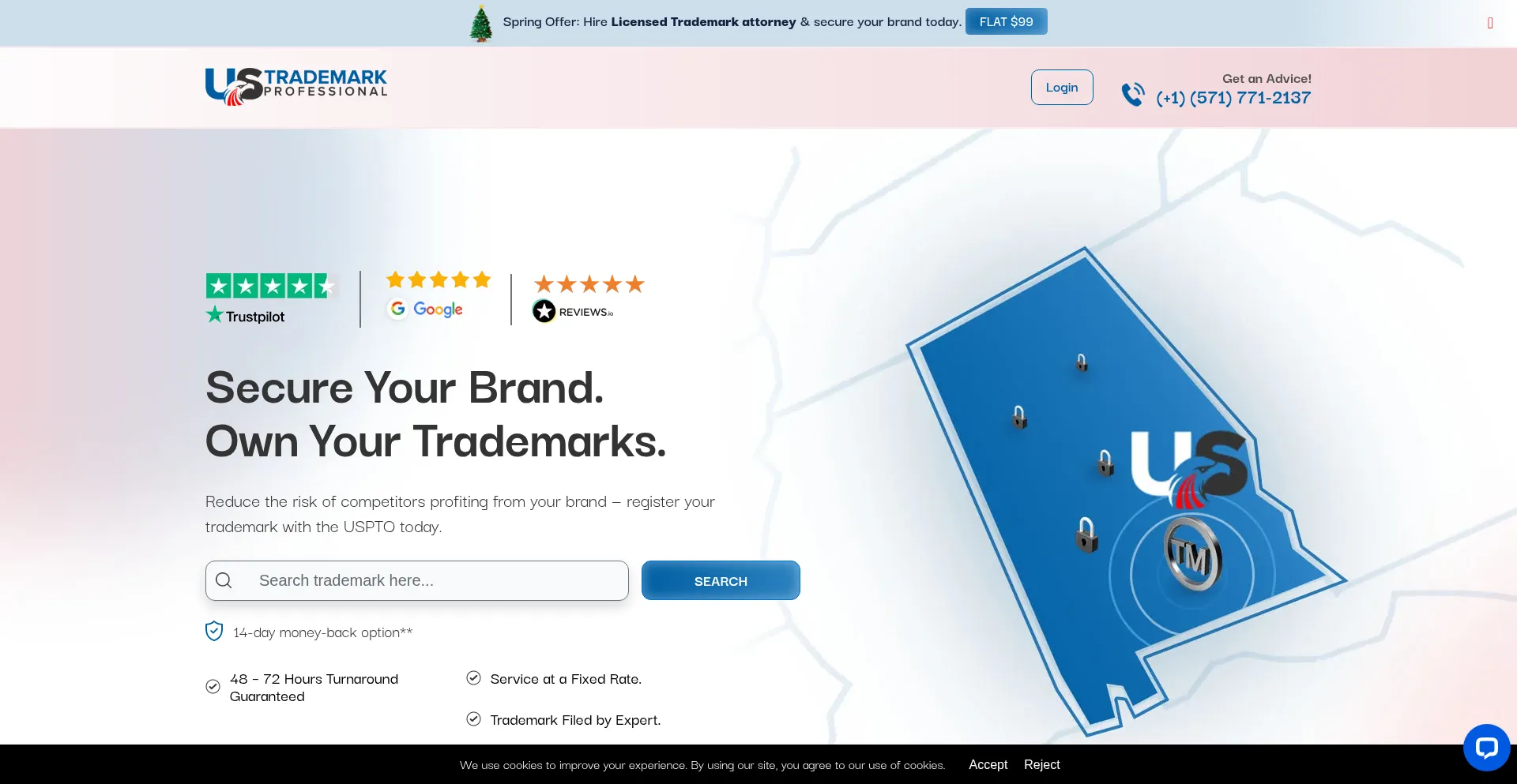Website screenshot of Ustrademarkprofessional.com