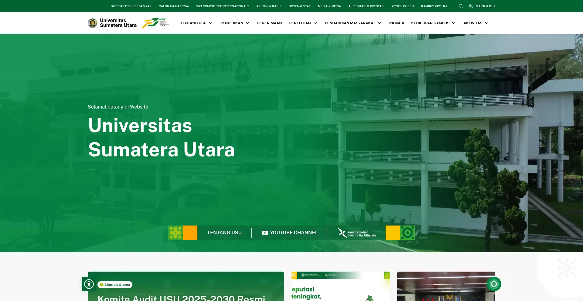 Website screenshot of Usu.ac.id