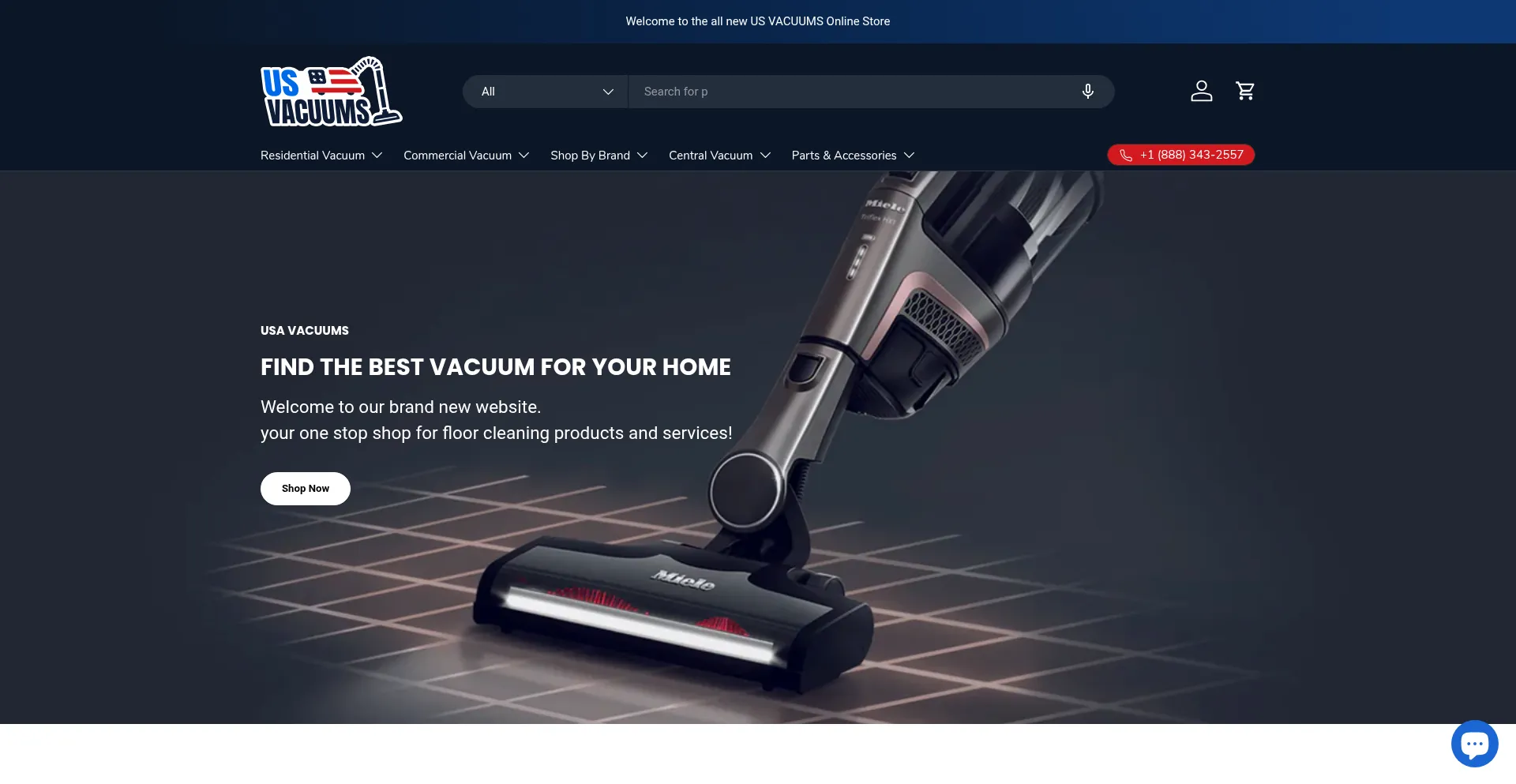 Website screenshot of Usvacuums.com
