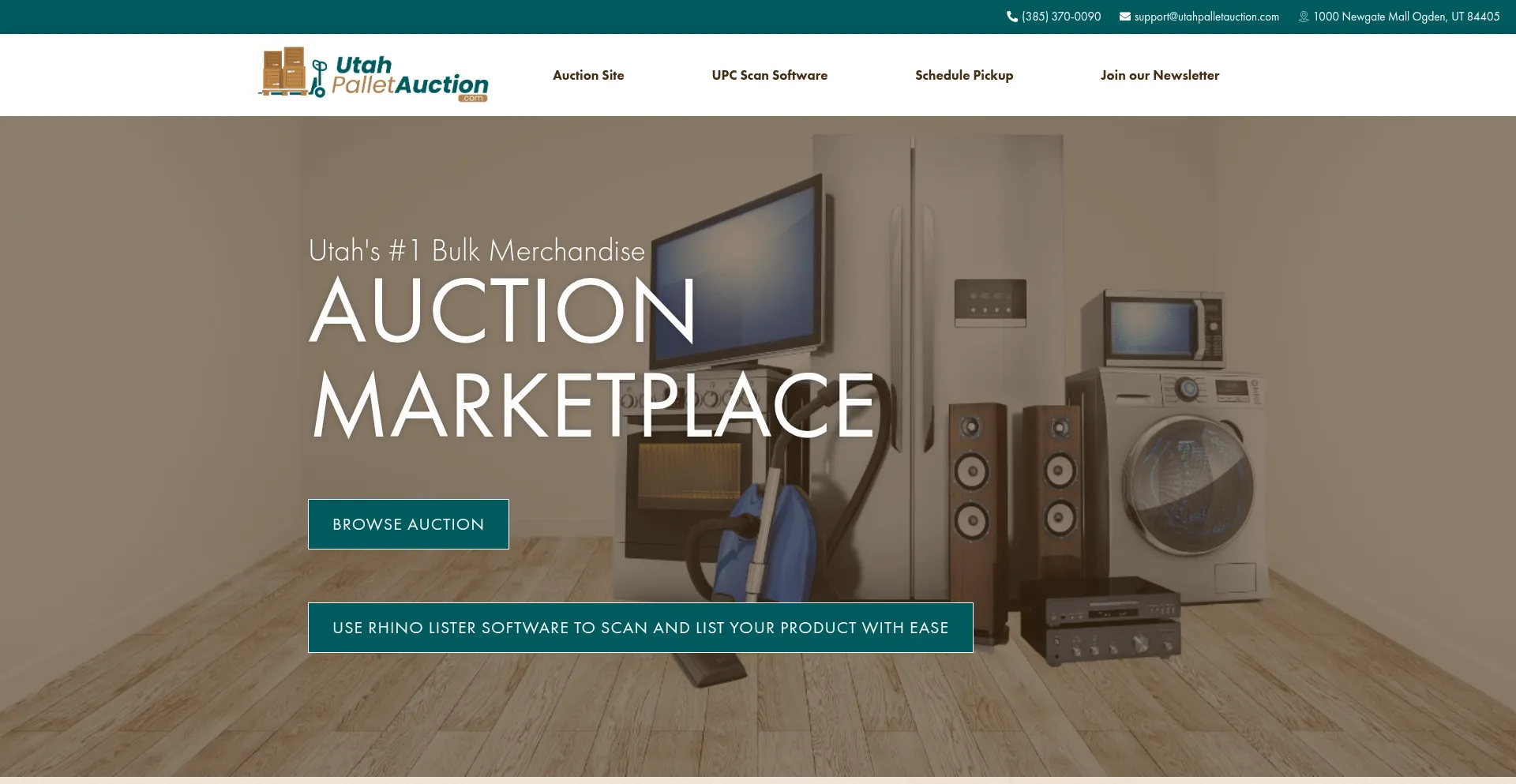 Website screenshot of Utahpalletauction.com