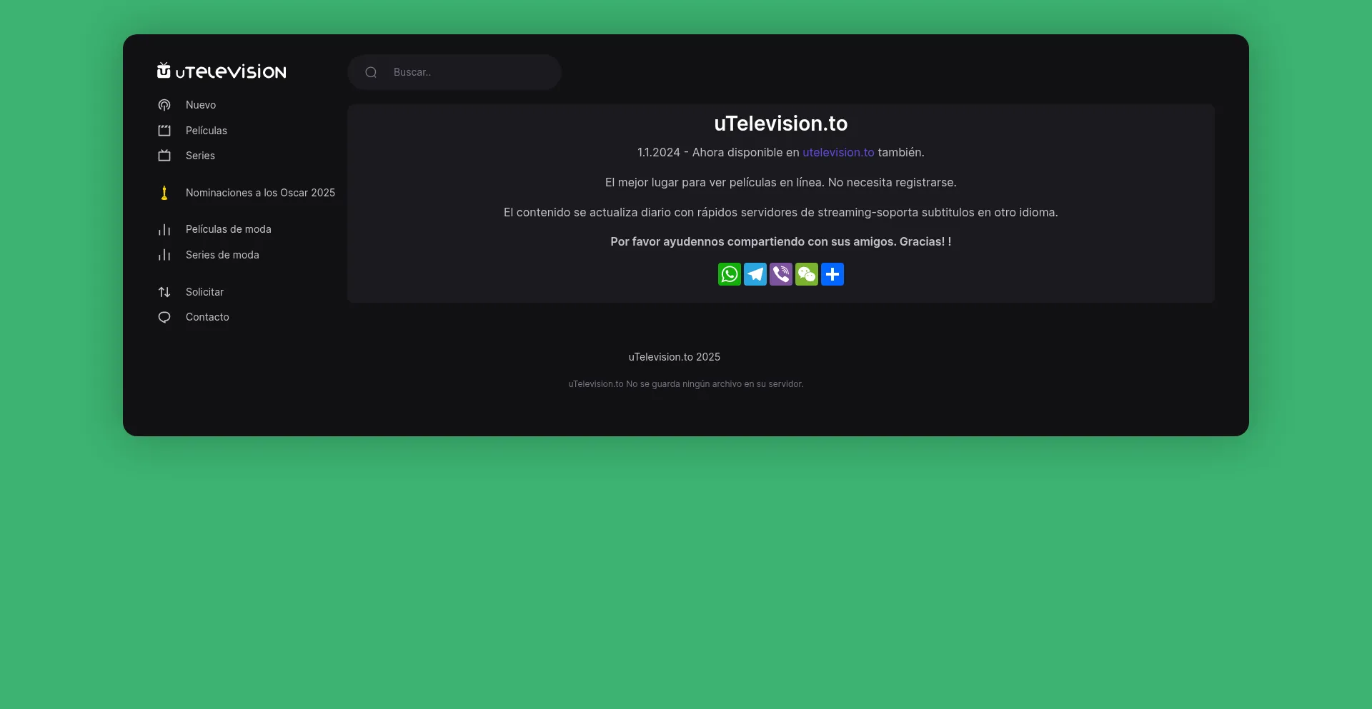Website screenshot of Utelevision.to