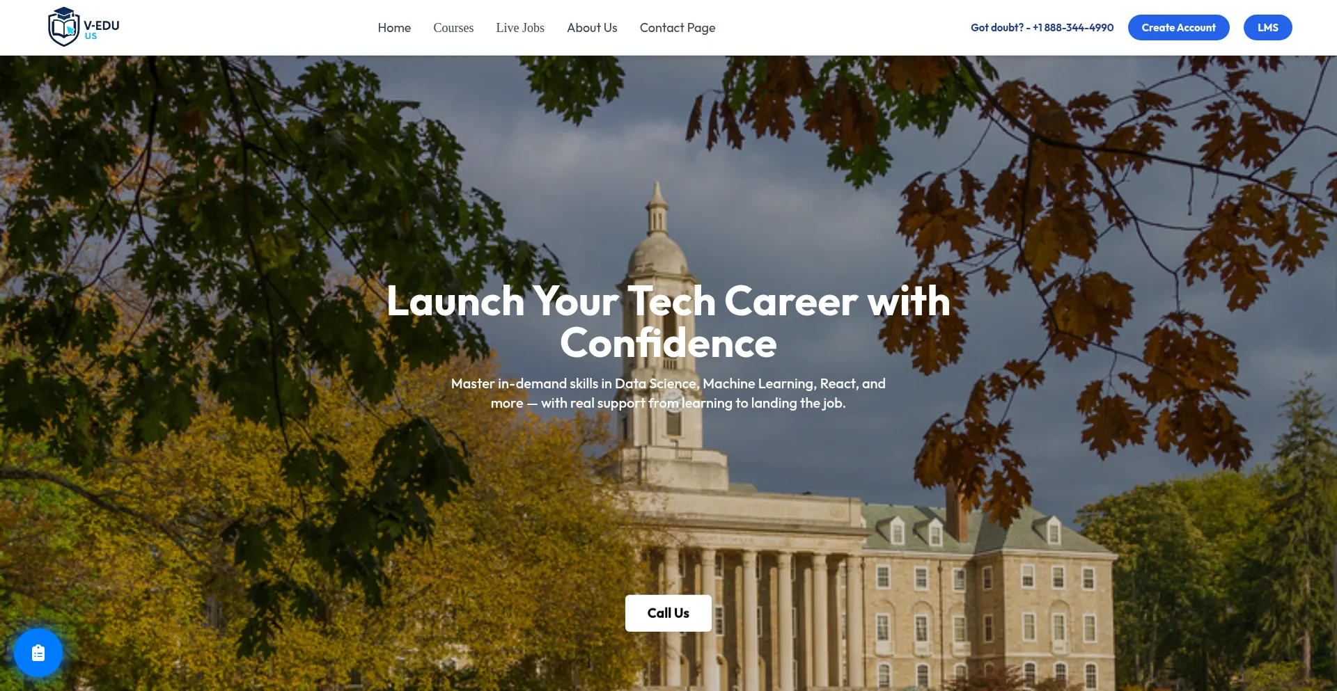 Website screenshot of V-edu.us