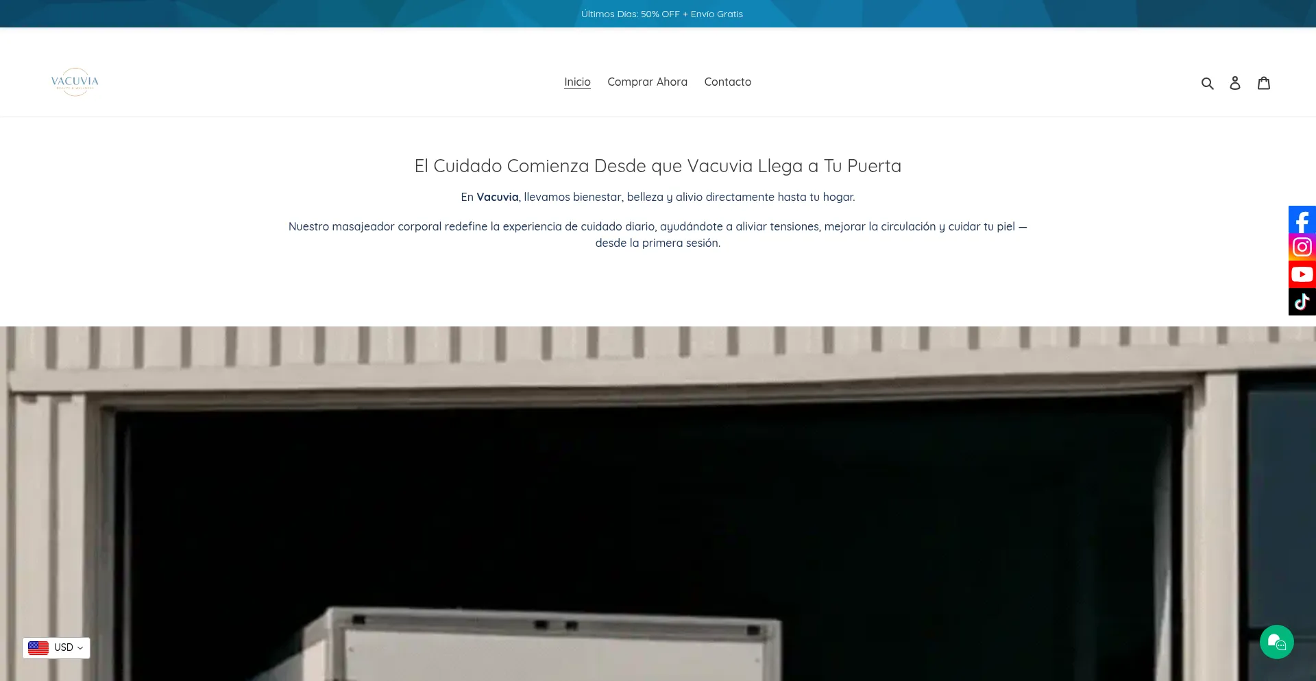 Website screenshot of Vacuvia.com