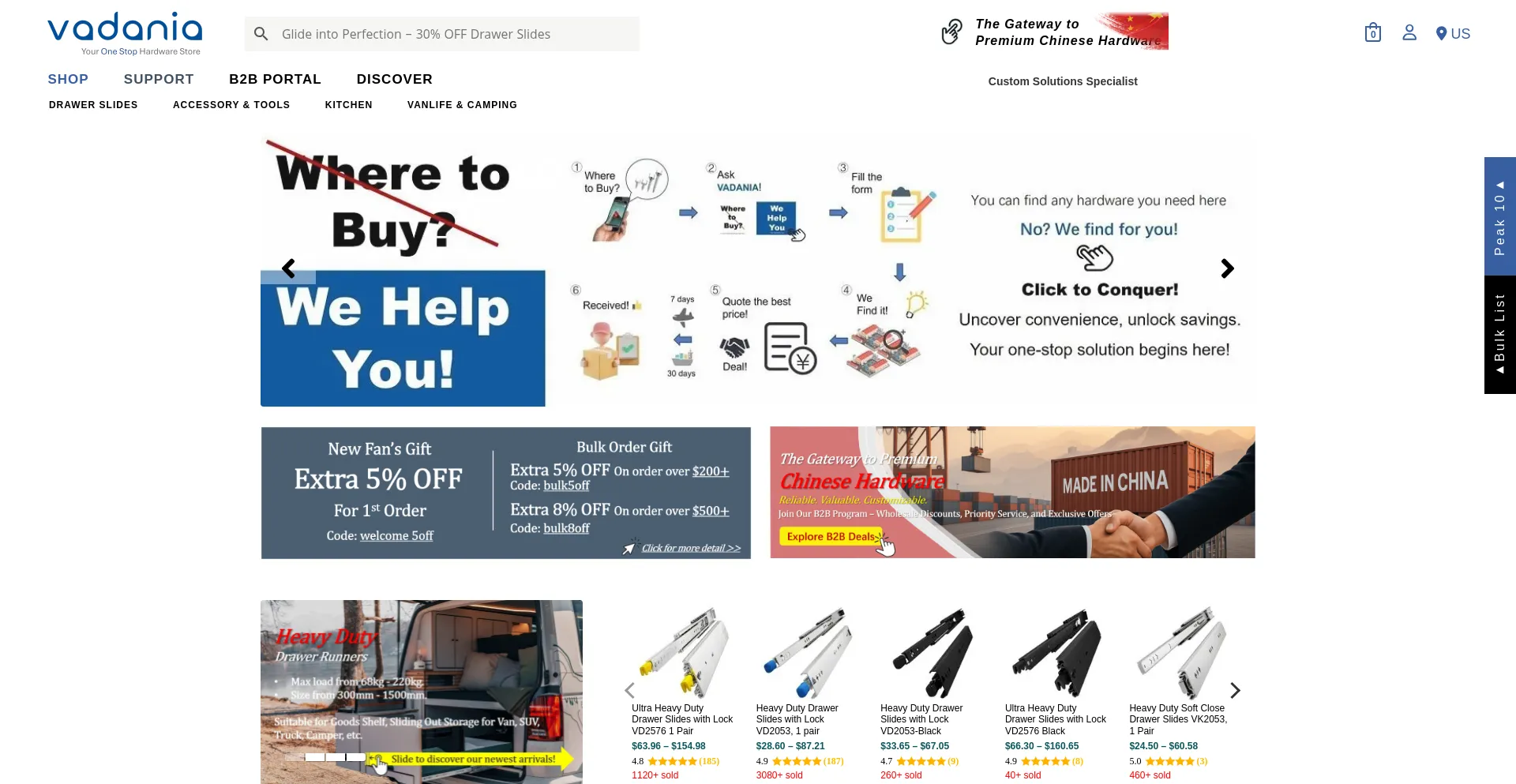 Website screenshot of Vadania.com