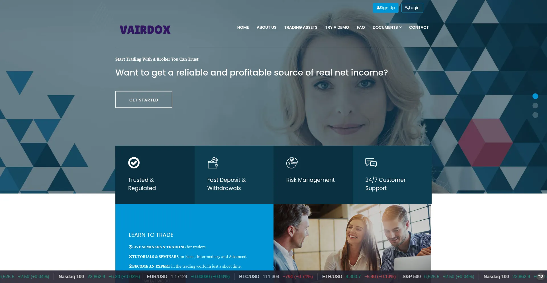 Website screenshot of Vairdox.pro