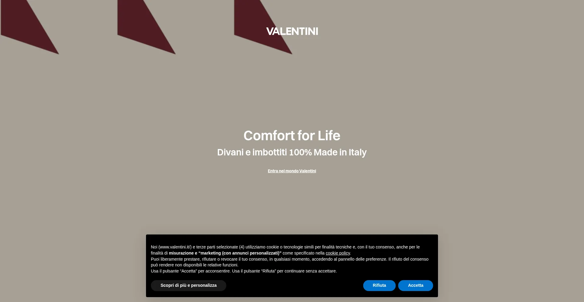 Website screenshot of Valentini.it