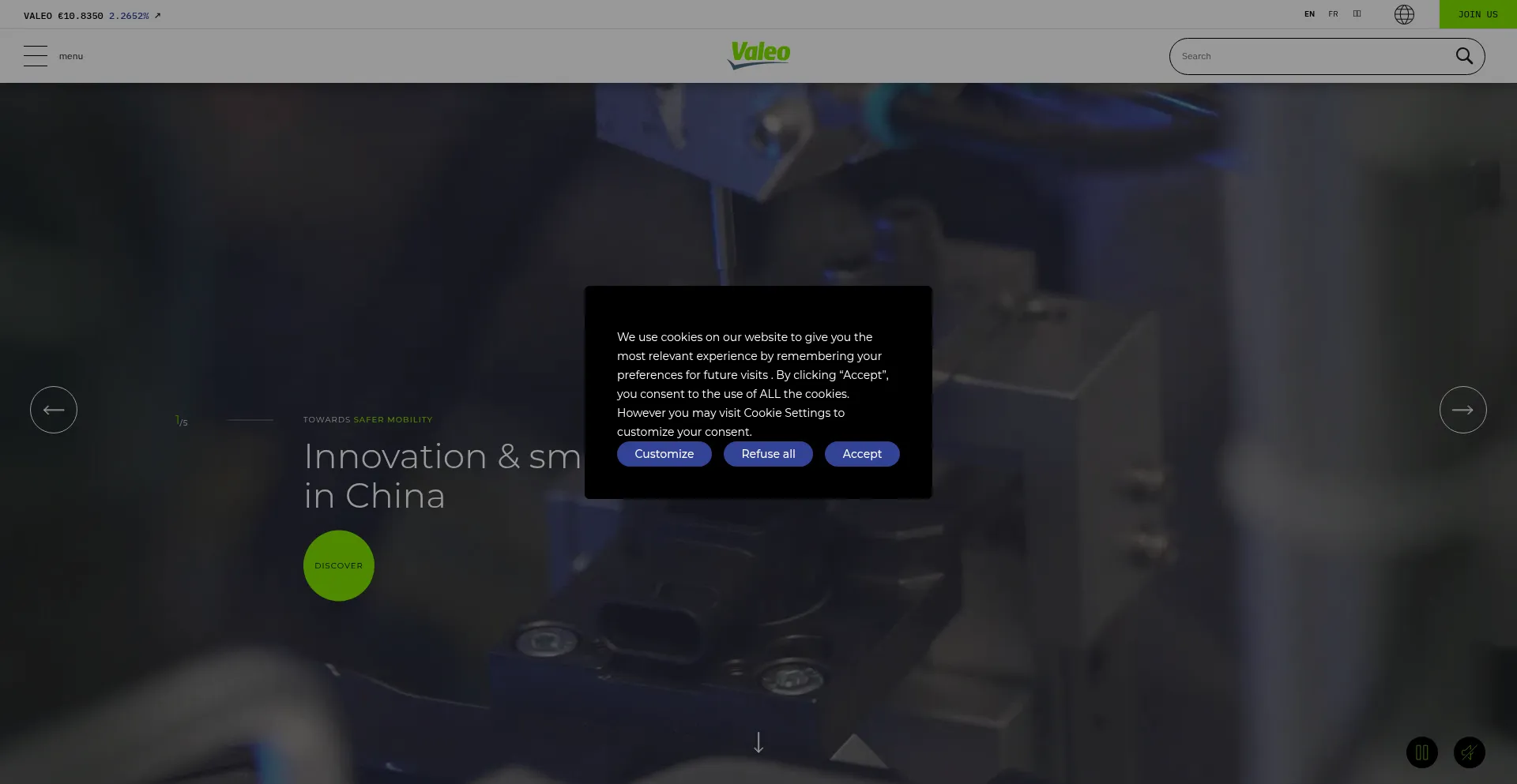 Website screenshot of Valeo.com