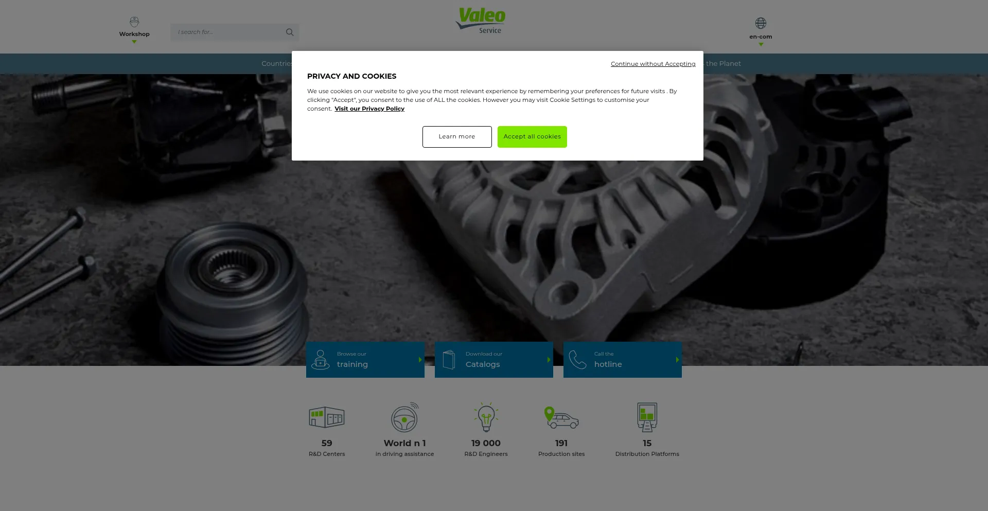 Website screenshot of Valeoservice.com