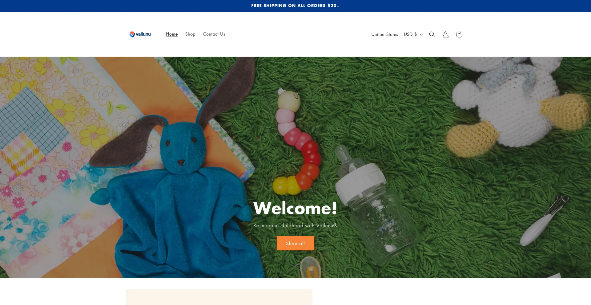 Website screenshot of Vallunu.com