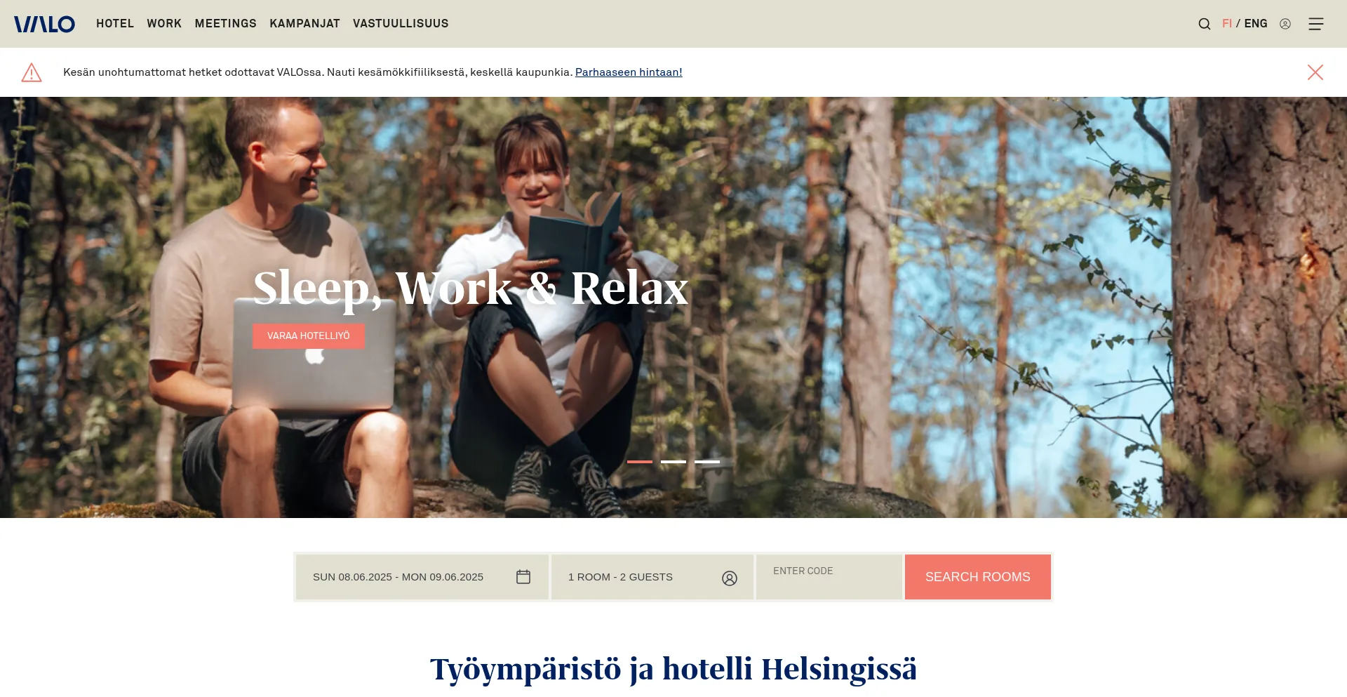 Website screenshot of Valo.fi