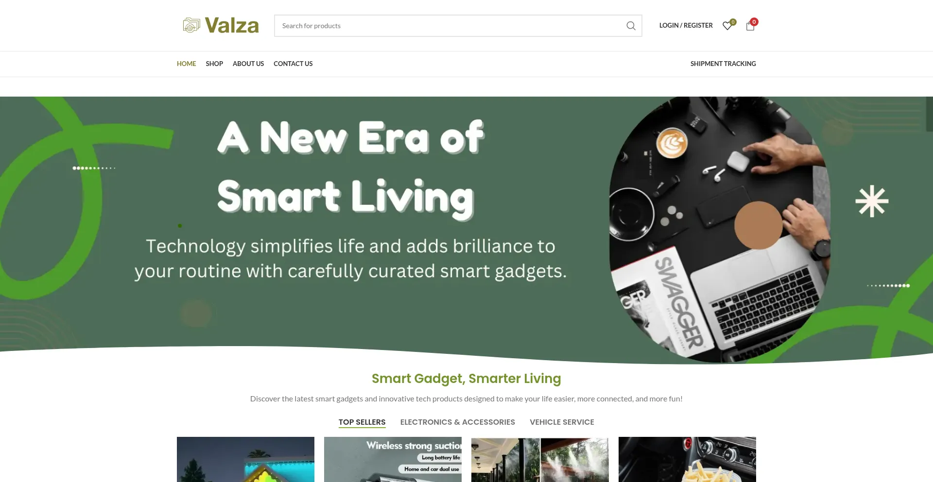 Website screenshot of Valza.co