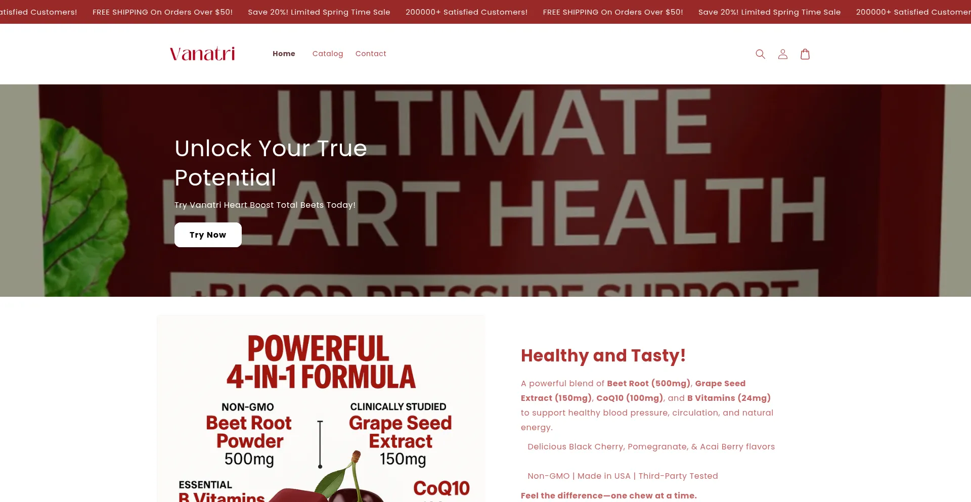 Website screenshot of Vanatri.com