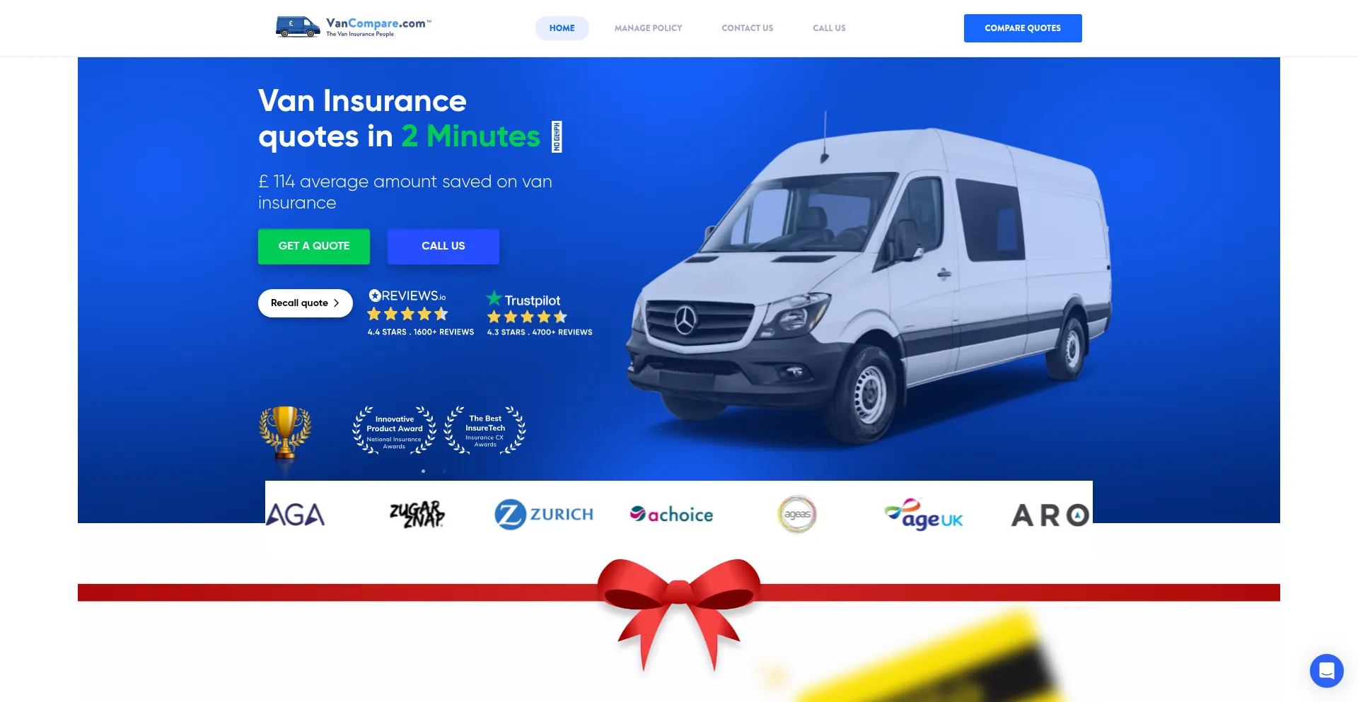 Website screenshot of Vancompare.com